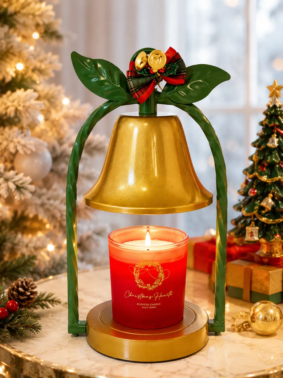 Christmas Golden Bell Candle Holder